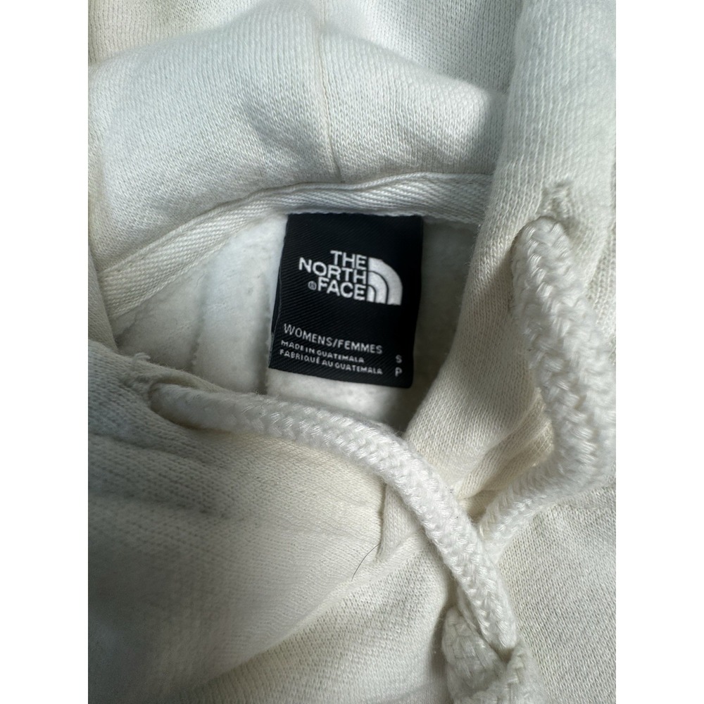 The North Face Women's Cropped Hoodie Small Cream Pullover Sweatshirt Logo White - Picture 3 of 6